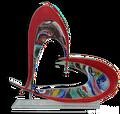 Glasfusing hart op glazen voet. Particuliere opdracht. Afm. ± 35 cm hoog.