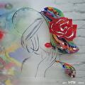 Glasfusing Wand-Object -FLOWER POWER- op hardglazen paneel met full colour fotoprint. · Afm. 70 x 70 cm.