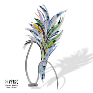 Glasfusing Object / RVS 
-ADVENTURE IN BLUE- 
Totaal hoog &plusmn; 80 cm
